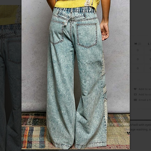 🎉 POL “ Monty “ POL Wide Pants Jeans with Eyelet Lace Detail 60A - Picture 2 of 8